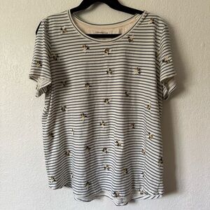 Coldwater Creek Honey Bees Striped Short Sleeve Top Blue Cotton Coastal
Grandma